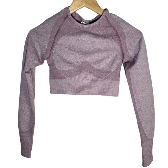 NWOT GYMSHARK Flex Sport Long Sleeve Crop Top woman’s purple berry - Picture 2 of 5